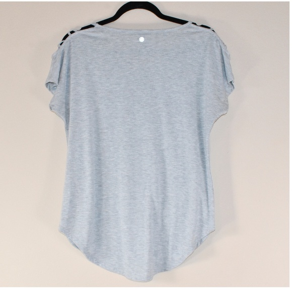 YOGALICIOUS GRAY SHORT SLEEVE ACTIVE TOP - Picture 2 of 3